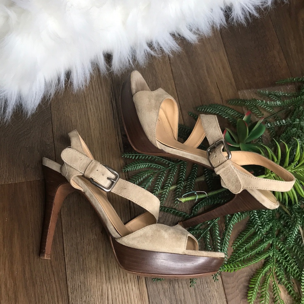 J.Crew Platform Slingback Suede Heels Size 9